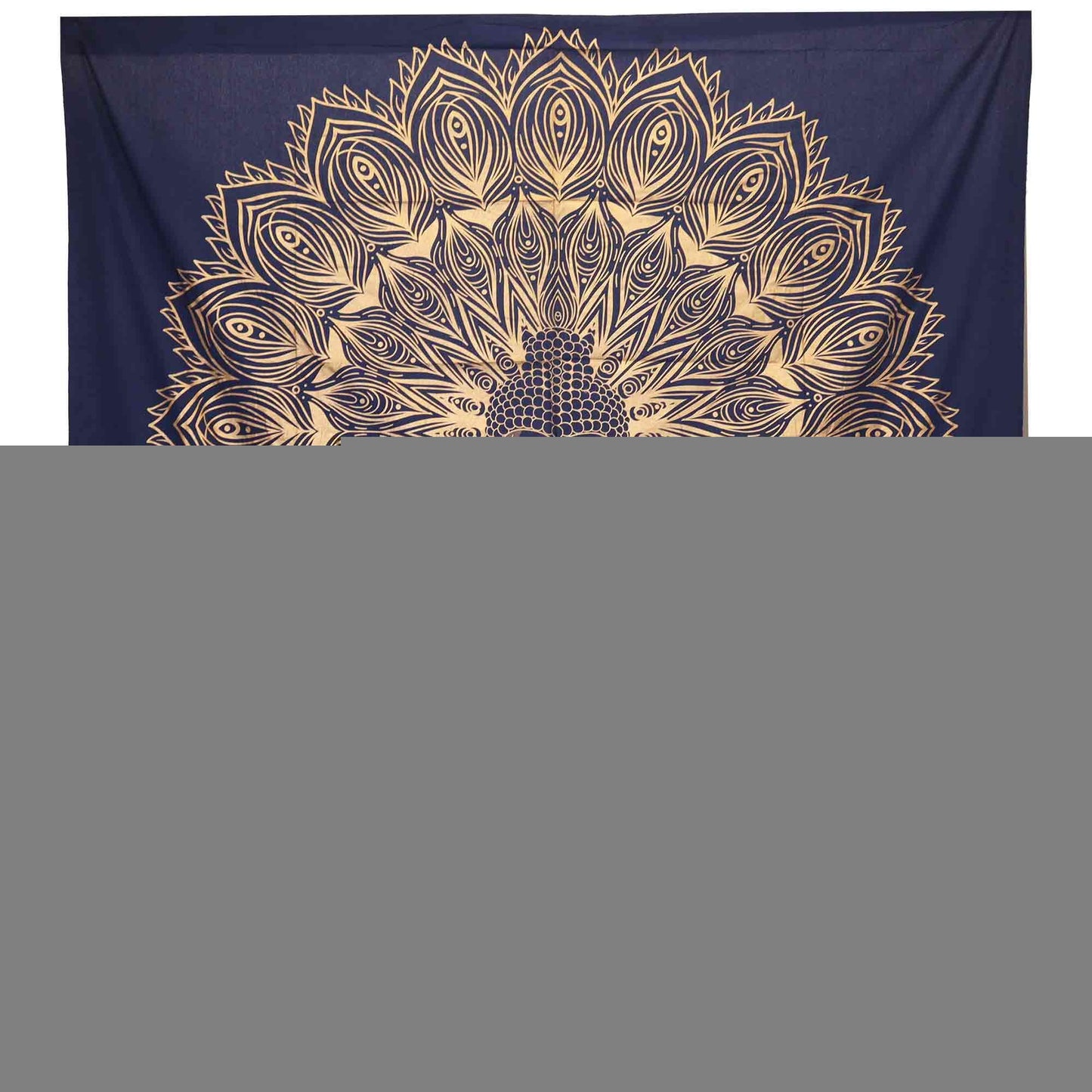 Double Cotton Bedspread + Wall Hanging - Buddha - Blue Gold